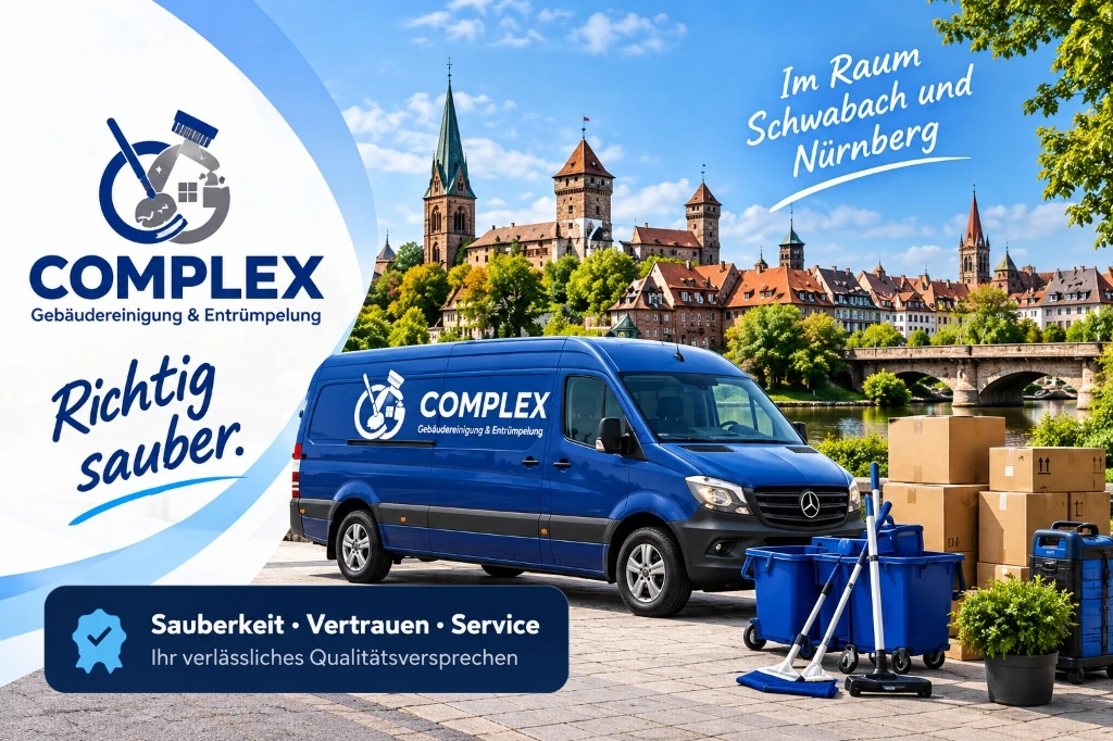 COMPLEX Gebäudereinigung & Entrümpelung Transporter im Raum Schwabach und Nürnberg – Sauberkeit, Vertrauen, Service